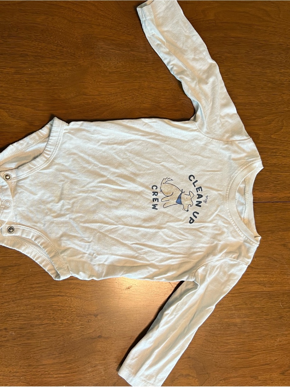 Carter's Light Blue Long Sleeve Baby Bodysuit "Clean Up Crew"